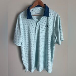 Under Armour Men's UA Playoff Printed Polo Golf Shirt Blue Dot Pattern Size XL